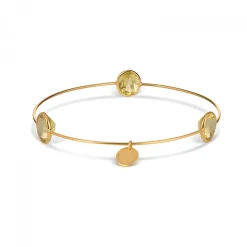 Leora Oval Shaped Gemstone Bangle in Lemon Quartz