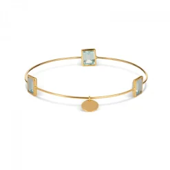 Leora Rectangle Shaped Gemstone Bangle in Blue Topaz