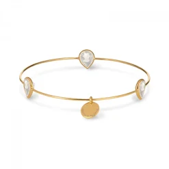 Leora Teardrop Shaped Gemstone Bangle in White Topaz