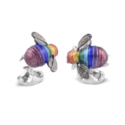 Limited Edition Sterling Silver Rainbow Bumble Bee Cufflinks