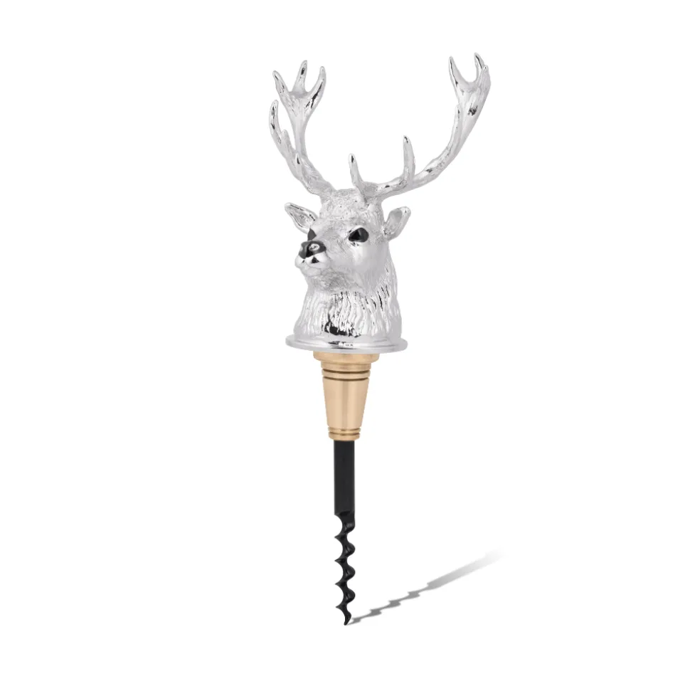 Luxury Stag Head Corkscrew In Silver Finish