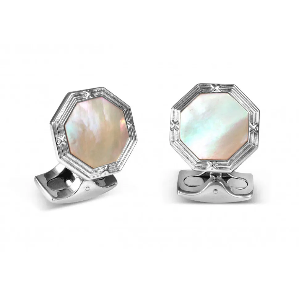 Octagonal Cufflinks with Mother-of-Pearl