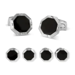 Octagonal Onyx Dress Stud Set