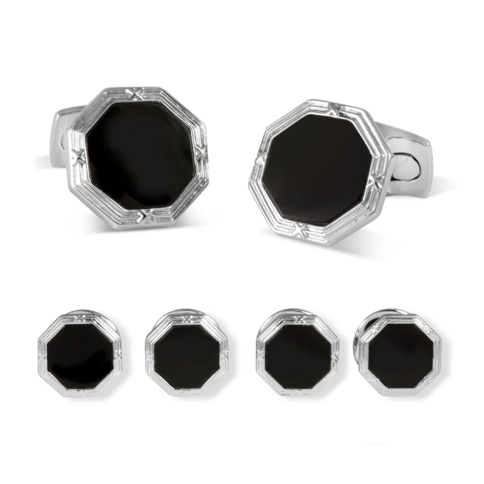 Octagonal Onyx Dress Stud Set