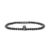 Onyx Bead Stretch Bracelet With Black Skull