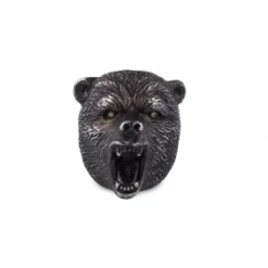 Oxidised Sterling Silver Brave Bear Ring