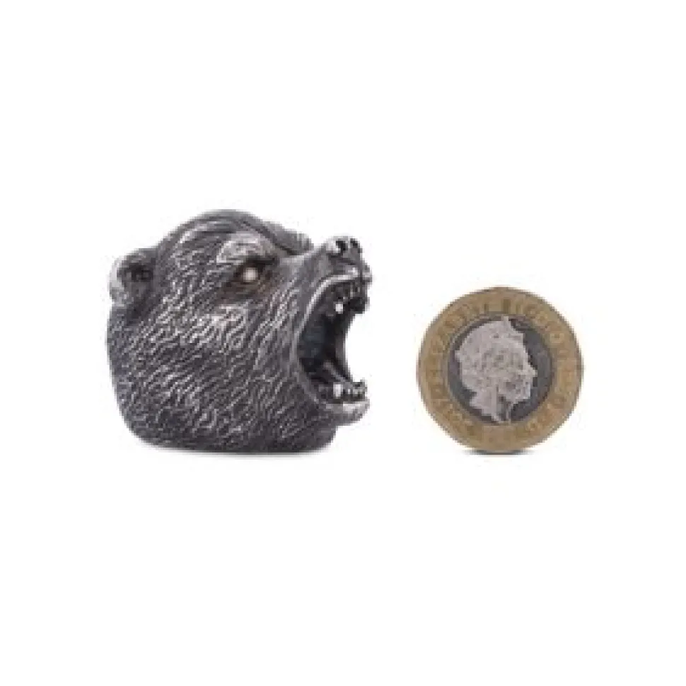 Oxidised Sterling Silver Brave Bear Ring
