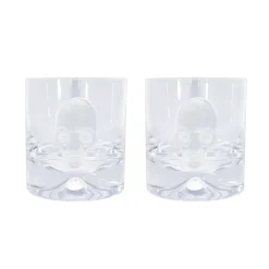Pair of Glass Tumblers With Engraved Skull
