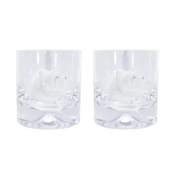 Pair of Glass Tumblers With Engraved Bulldog