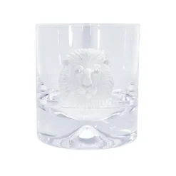 Pair of Glass Tumblers With Engraved Lion