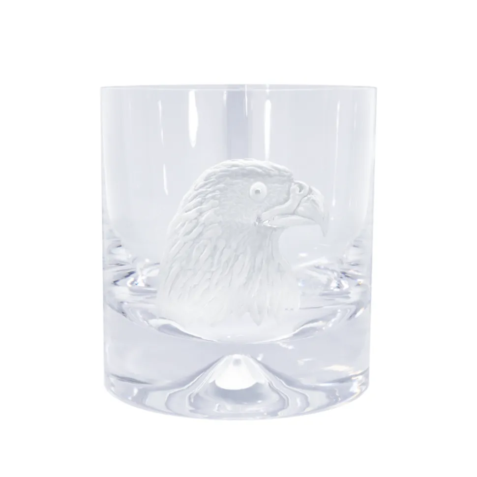 Pair of Glass Tumblers With Engraved Eagle