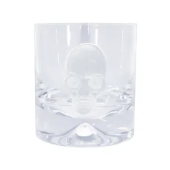 Pair of Glass Tumblers With Engraved Skull