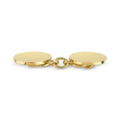 Plain Oval Cufflinks - 18ct Yellow Gold