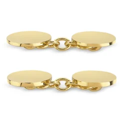 Plain Oval Cufflinks - 18ct Yellow Gold