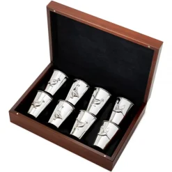 Set of 8 Assorted Silver Bird Beakers