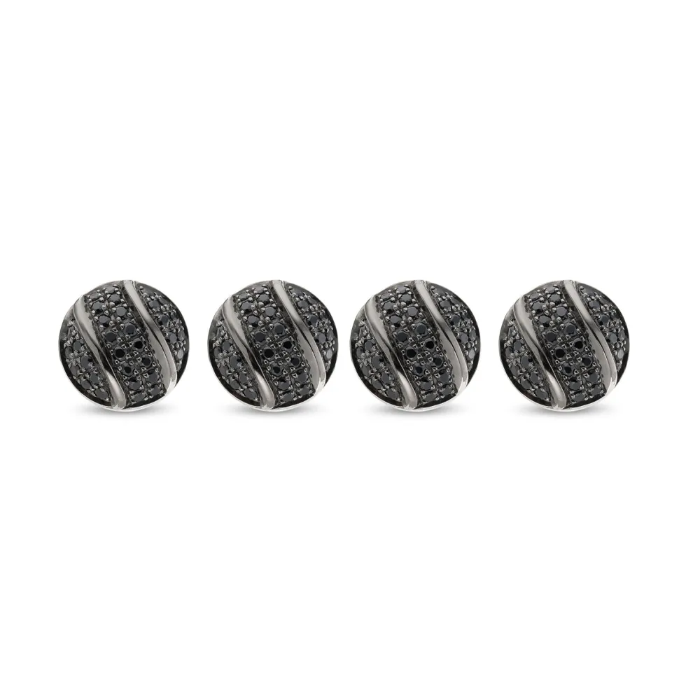 Silver Black Spinel Dress Studs