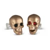Skull Cufflinks with LED Eyes in Rose Gold Satin Finish