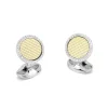 Sterling Silver and 18ct Gold Hobnail Cufflinks With Diamond Boarder