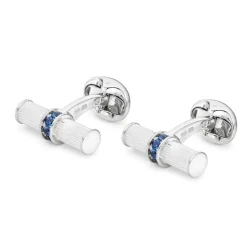 Sterling Silver Bar Cufflinks With Sapphire Centre