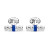 Sterling Silver Bar Cufflinks with Blue Enamel Centre