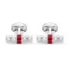 Sterling Silver Bar Cufflinks with Red Enamel Centre