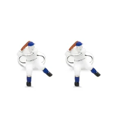Sterling Silver Baseball Player Cufflinks - Blue