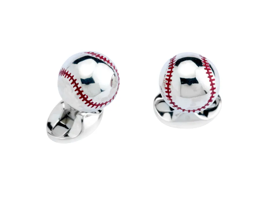 Sterling Silver Baseball Cufflinks