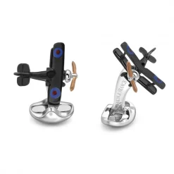 Sterling Silver Bi Plane Cufflinks with Enamelled Propeller