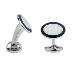 Sterling Silver Black and White Enamel Dress Stud Set