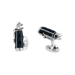 Sterling Silver Black Enamel Golf Bag Cufflinks
