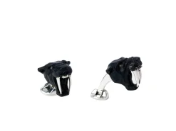 Sterling Silver Black Saber-Tooth Tiger Cufflinks