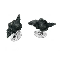 Sterling Silver Black Seashell Cufflinks