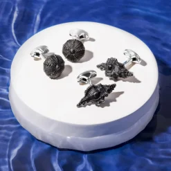 Sterling Silver Black Seashell Cufflinks