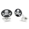 Sterling Silver Black Skull And Cross Bones Enamel Cufflinks
