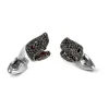 Sterling Silver Black Spinel Shark Head With Ruby Eyes