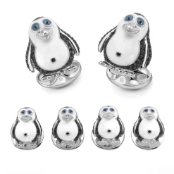 Sterling Silver Black Spinel Penguin Dress Set