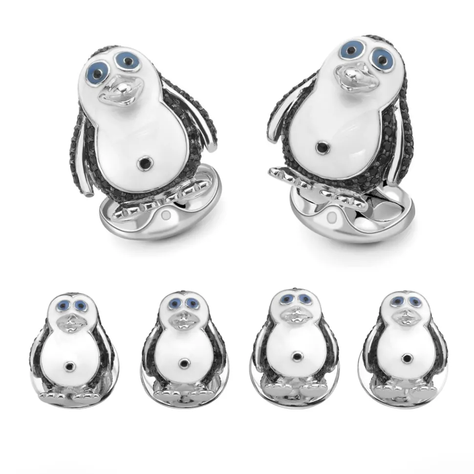 Sterling Silver Black Spinel Penguin Dress Set