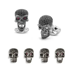 Sterling Silver Black Spinel Skull Dress Set