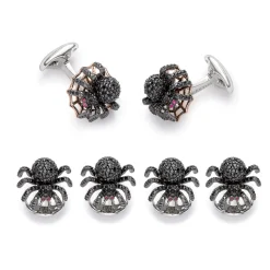 Sterling Silver Black Spinel Spider Dress Set
