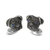 Sterling Silver Black Spinel Pug Cufflinks