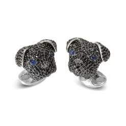 Sterling Silver Black Spinel Pug Cufflinks