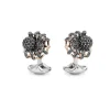 Sterling Silver Black Spinel Spider Cufflinks