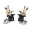 Sterling Silver Black Spinel Rabbit in Hat Cufflinks