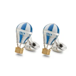Sterling Silver Blue & White Enamel Air Balloon Cufflinks