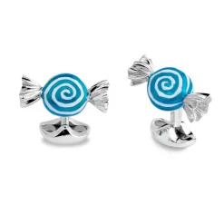 Sterling Silver Blue And White Swirl Sweet Cufflinks