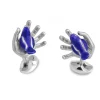 Sterling Silver Blue Bird in Hand Cufflinks