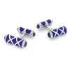 Sterling Silver Blue Cross Hatch Design Cufflinks with Sapphire