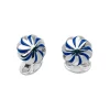 Sterling Silver Blue Enamel Pumpkin Knot Cufflinks