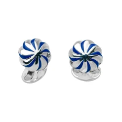 Sterling Silver Blue Enamel Pumpkin Knot Cufflinks