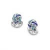 Sterling Silver Blue Enamel Knot Cufflinks